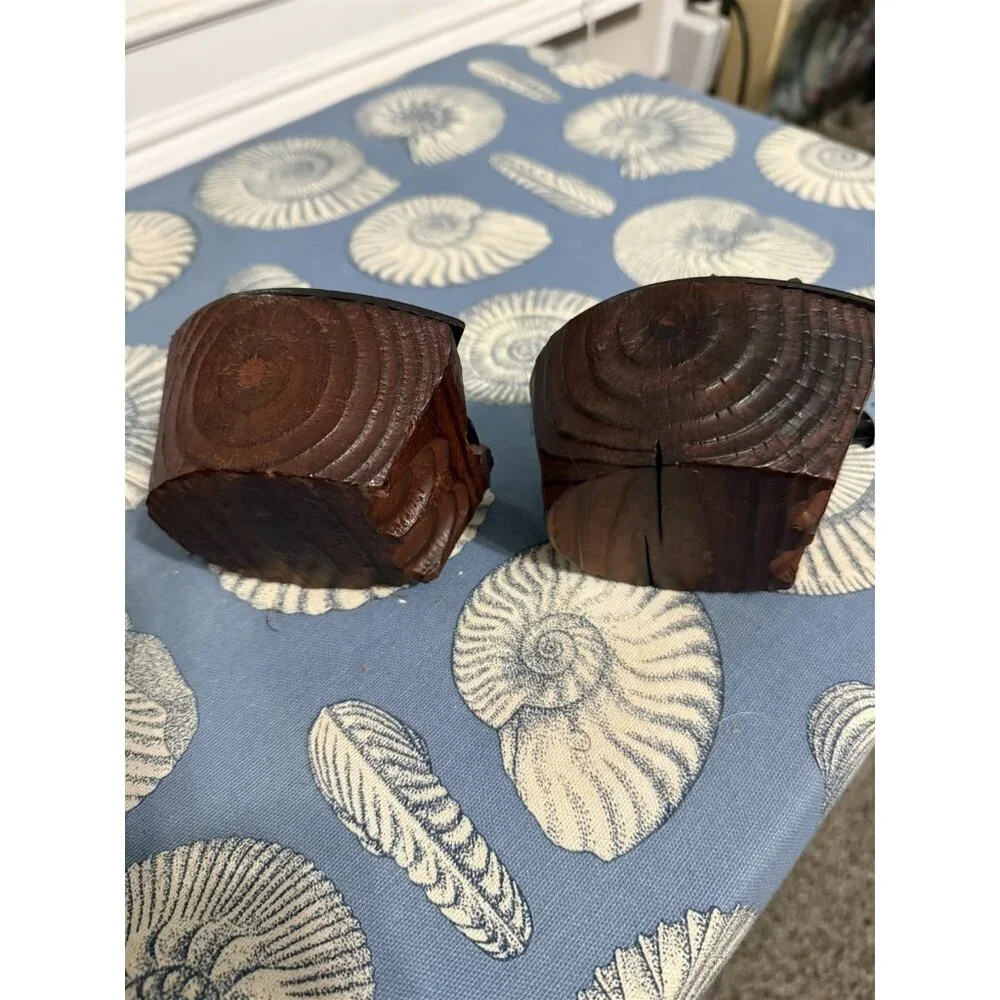 Vintage Wood Horsehoe Ashtray Set Of 2 Western Americana Cowboy